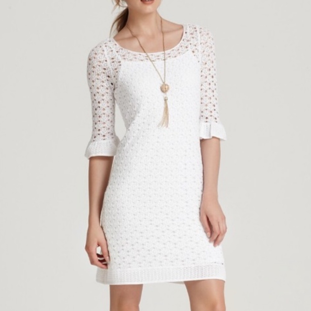 Lilly Pulitzer Shauna Crochet Tunic Dress White Size Small Cottagecore